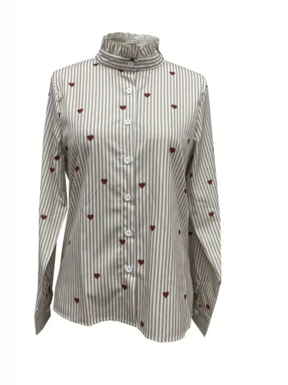 ZARA Fashion Striped Long Sleeve Shirt French Collar Casual Office Versatile Top